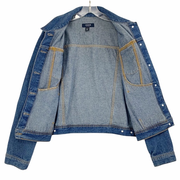 Izod Jeans Denim Jeans Trucker Jacket Medium Blue Wash - Picture 6 of 15